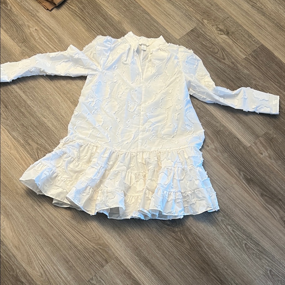 White Ruffled dress with sleeves